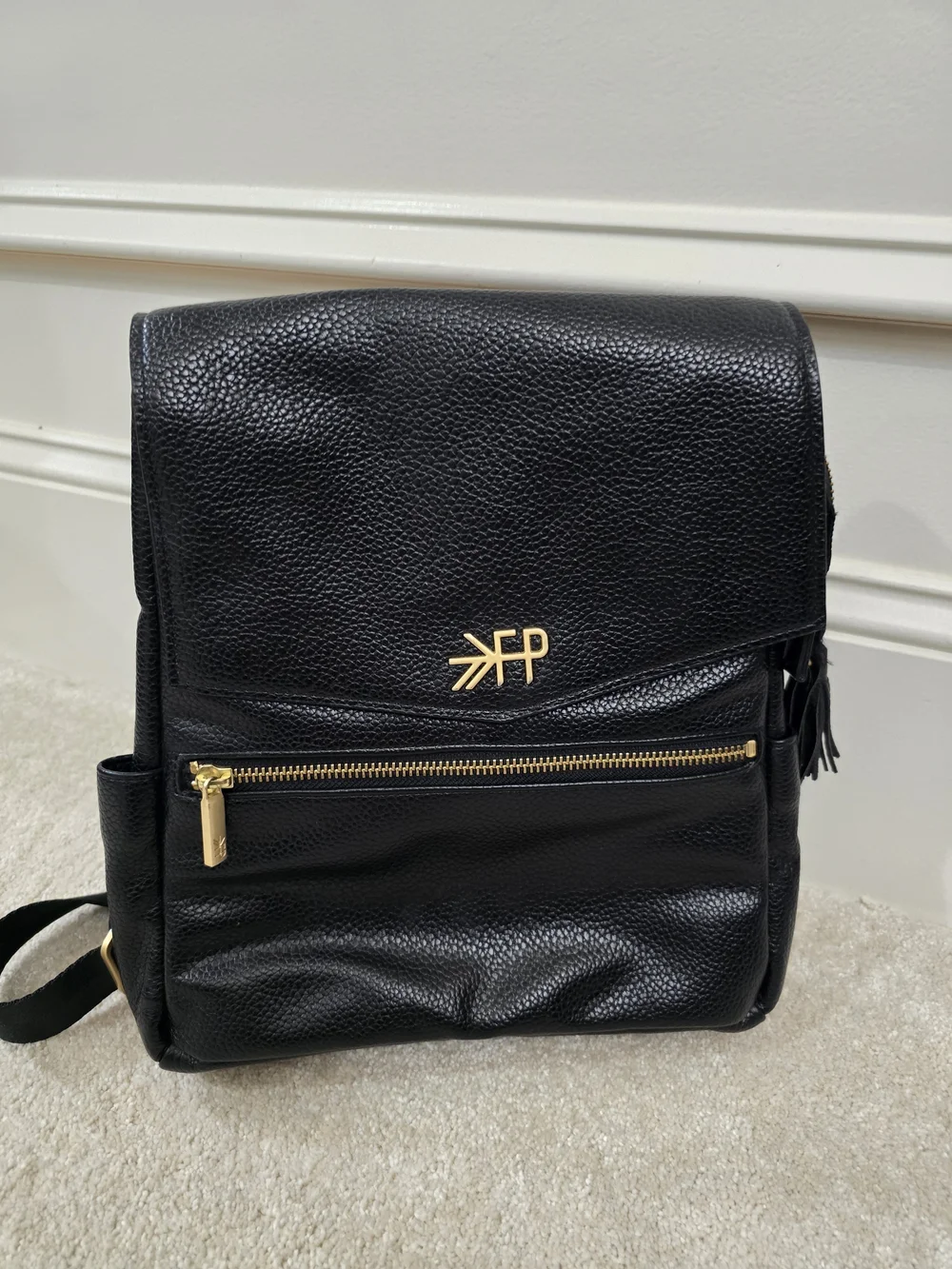 Foley + Corinna Black Pebbled Leather Backpack